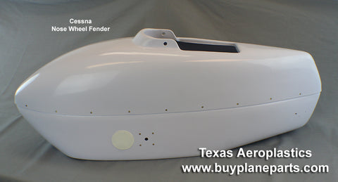 Cessna Nose Wheel Fenders for 150, 152, 172, 172S, 177B, 182, U206 (1974 and newer) 20-40N-80A. Replaces OEM parts: 0543079. Manufactured by Texas Aeroplastics.