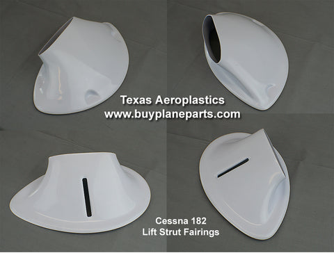 Cessna 182 Strut Fairings (All models up thru 1986) 31-01-80A. Replaces OEM parts: 0723605, 0723612. Manufactured by Texas Aeroplastics. 