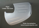 Piper PA-28, PA-32 airplane lower tail cone 60-31-80A. Replaces OEM part number 66822. Manufactured by Texas Aeroplastics.